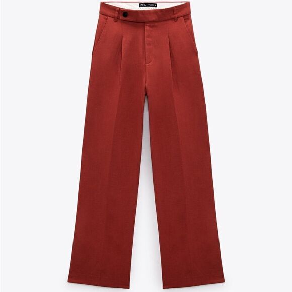 Zara Full Length Pants Linen Blend New - Picture 2 of 6